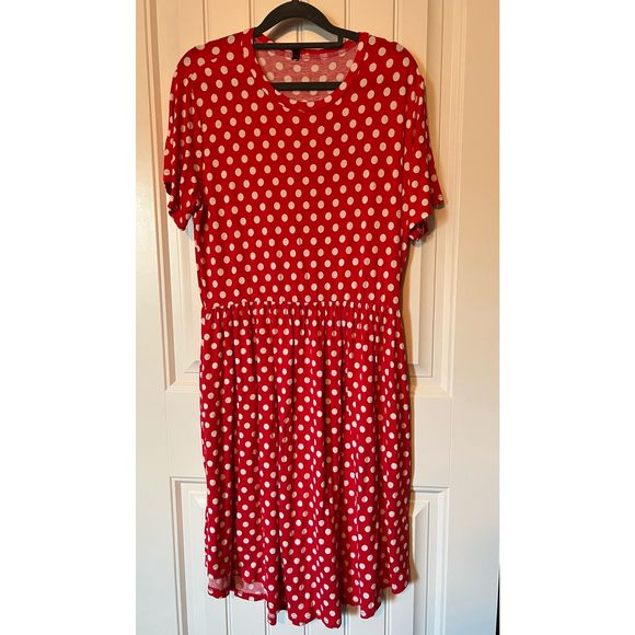 None Dresses & Skirts - Red polka dot midi dress